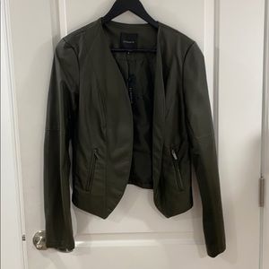 BRAND NEW dark green leather jacket